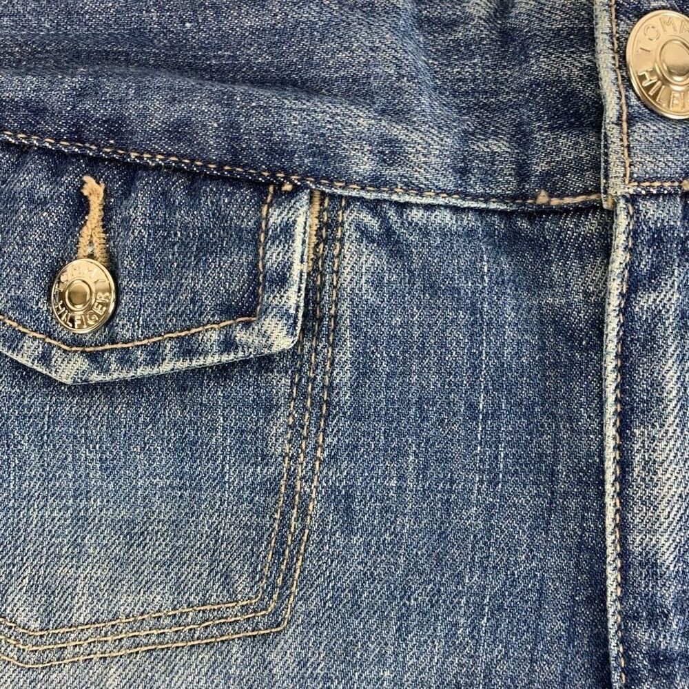 Tommy Hilfiger 8 Shorts Jean Denim 28 x 4.5 Mini High Rise Flag Vintage Blue - Picture 3 of 4